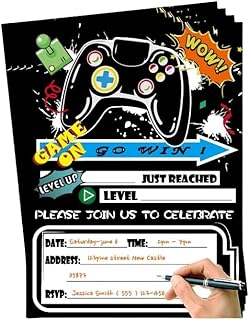 15 Video Game Party Invitations with Envelopes