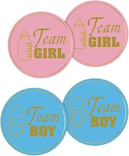 80 Piece Gender Reveal Stickers - Boy or Girl, Team Boy and