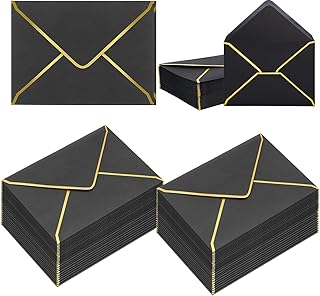 50Pcs A7 V Flap Invitation Envelopes with Gold Border