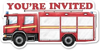 Fire Truck Birthday Party Invitations, 20 Set