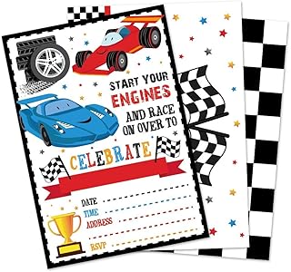 WERNNSAI Racing Car Party Invitations - 20 Count