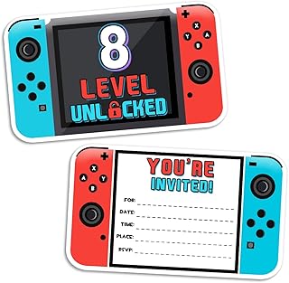 Video Gamer Birthday Party Invitations, 8th Birthday, Video Game Theme