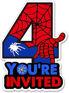 Superhero 4th Birthday Party Invitations