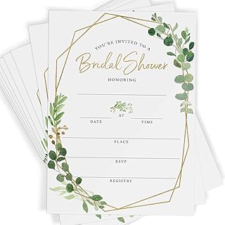 Greenery Bridal Shower Invitations, Set of 25