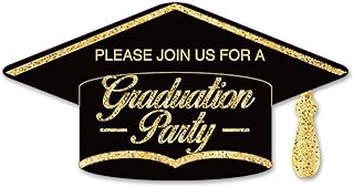 Grad Hat Shaped Graduation Party Invitations, 20 Set