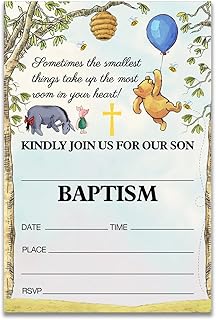Classic Winnie the Pooh Baptism Invitations