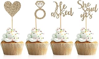 Donoter 48 Pcs Light Gold Cupcake Toppers for Wedding Engagement