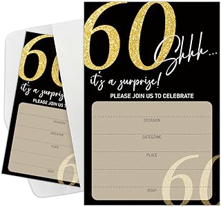 Lhbfsaz 60th Anniversary Gold Birthday Party Invitations,