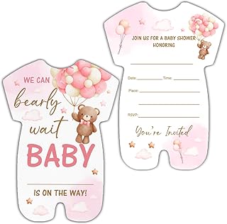 RNYJJ Bear Baby Shower Invitations (20 Count)