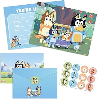 12-Piece Blue-y Children's Birthday Cartoon Invitation Cards