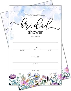 Watercolor Wildflowers Bridal Shower Invitation Cards
