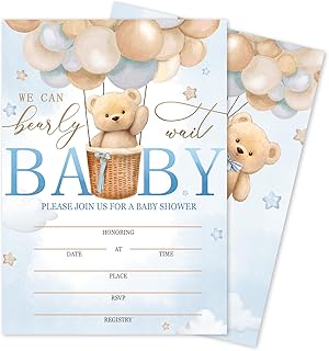 Whaline Bear Baby Shower Invitations