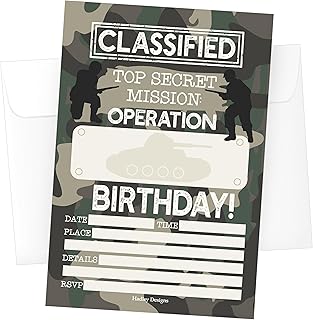 Hadley Designs Army Camo Boys Birthday Invitations