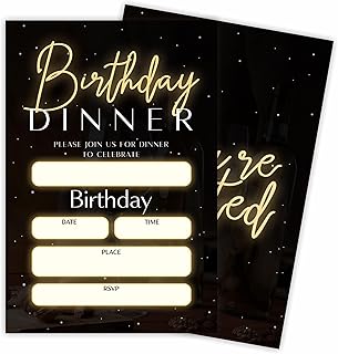 Tabyon 20 Birthday Invitations - Glow Black & Gold