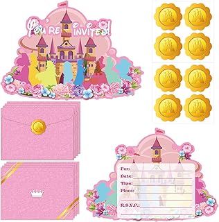 20 Pcs Pink Princess Birthday Party Invitation Cards