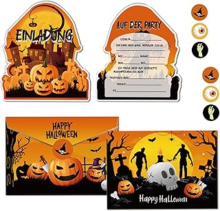 Vordpe 12 Halloween Pumpkin Invitation Cards
