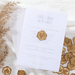 UNIQOOO 50 Sets Wedding Invitation Wraps with Pre-Fold