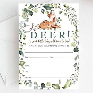 25 Oh Deer! Gender Neutral Woodland Baby Shower Invitations