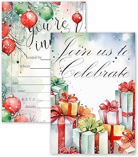4x6 Christmas Party Invitation Cards with Envelopes