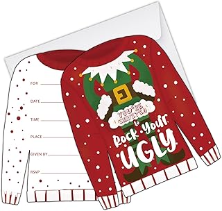 Christmas Party Invitations Alien Card (15 cards with envelopes)
