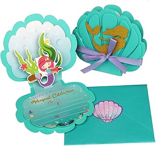 OurWarm 24pcs Mermaid Party Invitations