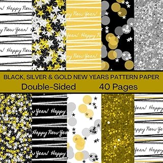 Black, Silver & Gold NYE Scrapbook Paper