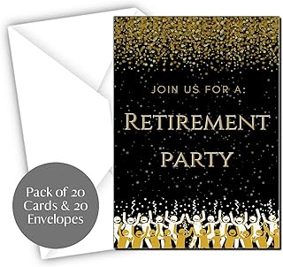 Retirement Party Invitations - 20 Count Black & Gold