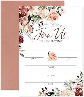 Whaline 25 Sets Floral Invitations