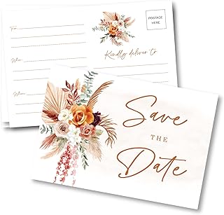 Boho Orange & Terracotta Save The Date Cards 50 Count