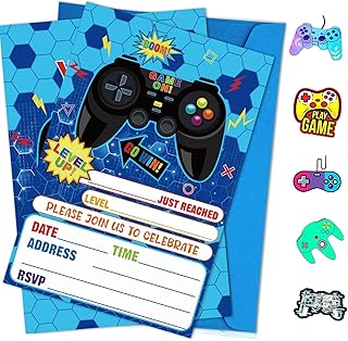 PTECDROTS 20Pcs Video Game Invitations Set