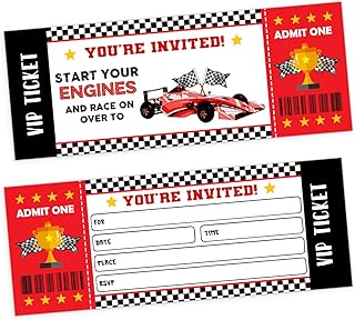 Car Racing Birthday Party Ticket Invitations