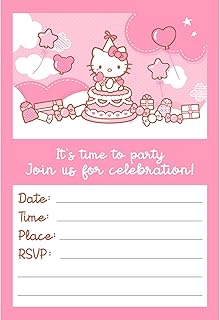 20 Hello Kitty Happy Birthday Invitation Cards & Envelopes