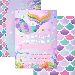 Rainbow Glitter Mermaid Party Supplies - Mermaid Invitations -
