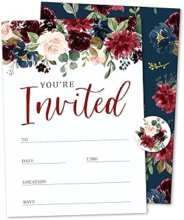 Whaline 25 Sets Flower Invitations