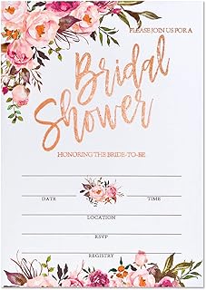 Crisky Rose Gold Foil Bridal Shower Invitation, 25 pcs