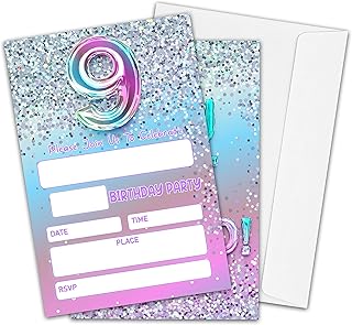 HEZNZXQ 9th Birthday Party Invitations