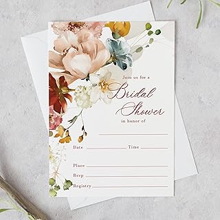 Moonrise Papery Floral Bridal Shower Invitations (Set of 25