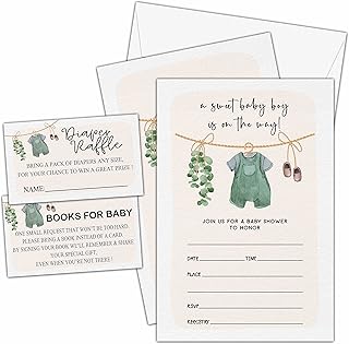 TIOFUNO 25 Baby Shower Invitations for Sweet Boy Gender Re