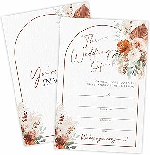 Floral Arch Watercolor Wedding Invitations - 25 Double-Sided Fill