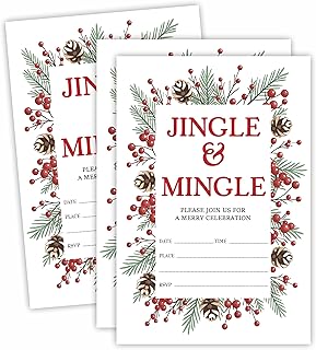 Merry Christmas Party Invitation Cards - Jingle & Mingle Xmas Green
