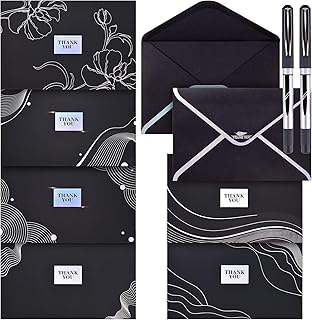 36 Pack Silver Foil Thank You Cards with Envelopes & Stickers