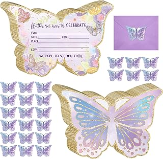 Hotop 24 Sets Mermaid Birthday Invitations with Envelopes,