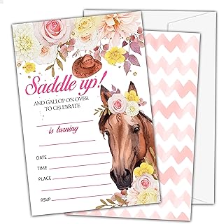 Floral Pony Birthday Invitations for Girls Kids