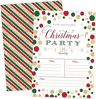 Christmas Party Invitations - 20 Fill-In Invita