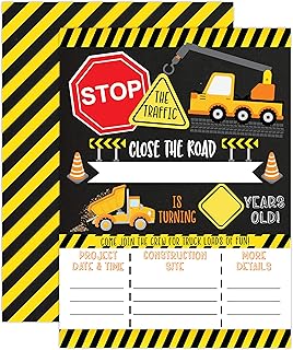 Construction Boy Birthday Invitations, Dump Truck Party Invites, 20 Inv